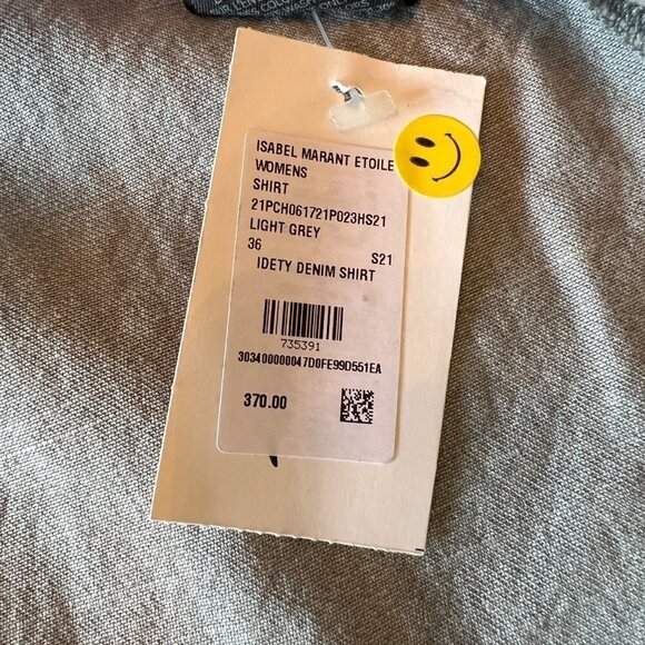 NWT Isabel Étoile Marant Snap Front Ruffled Denim Shirt - Picture 13 of 14